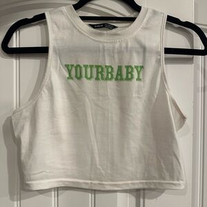 SHEIN Graphic Crop Tank – “YOURBABY” - Size M